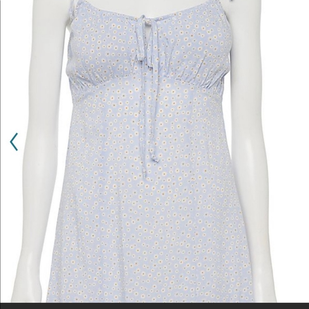Almost Famous Barbiecore Dress S EUC Light Blue w/Daisy Key Hole Spaghetti Strap